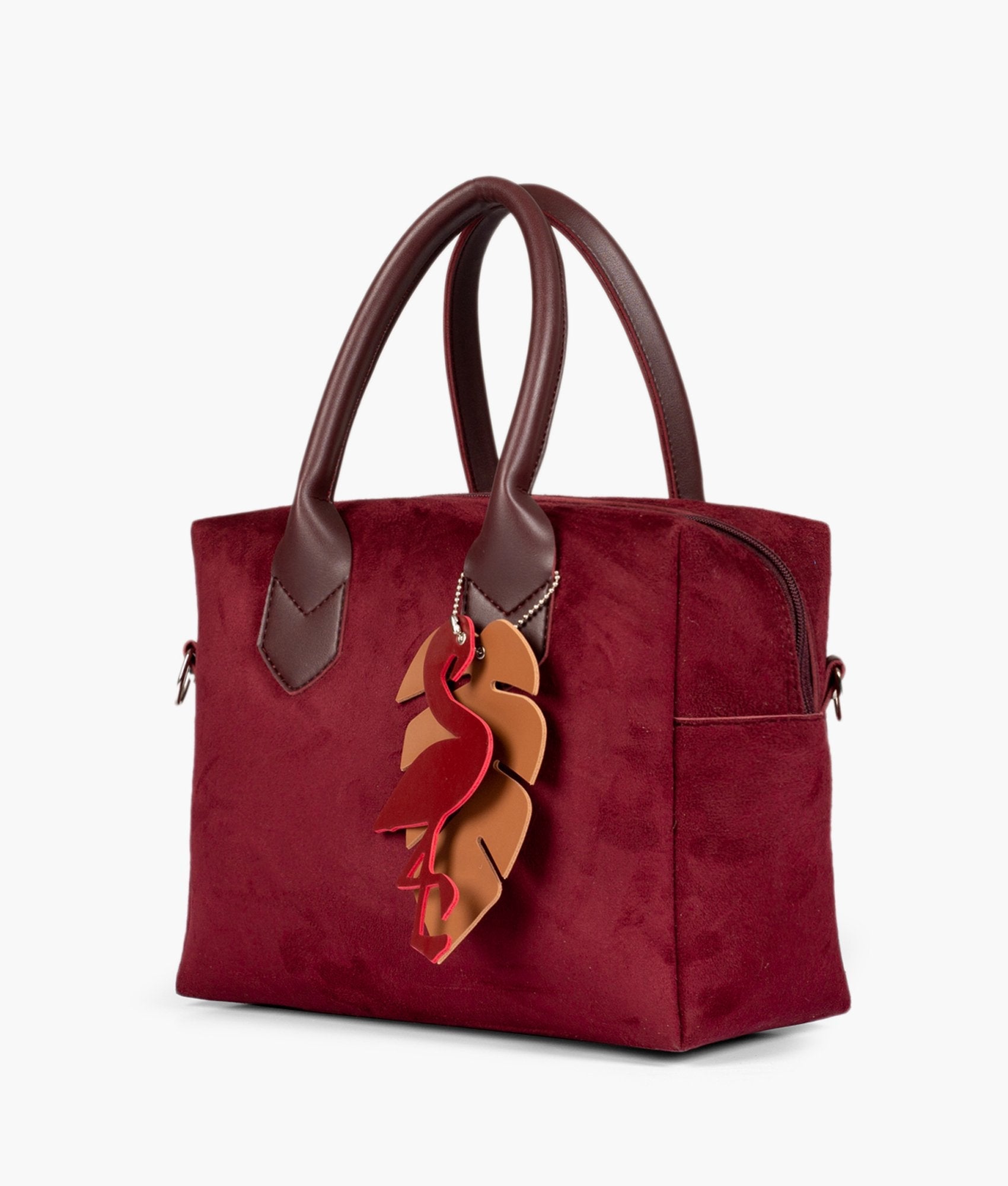 Buy Burgundy suede mini bowling bag in Pakistan