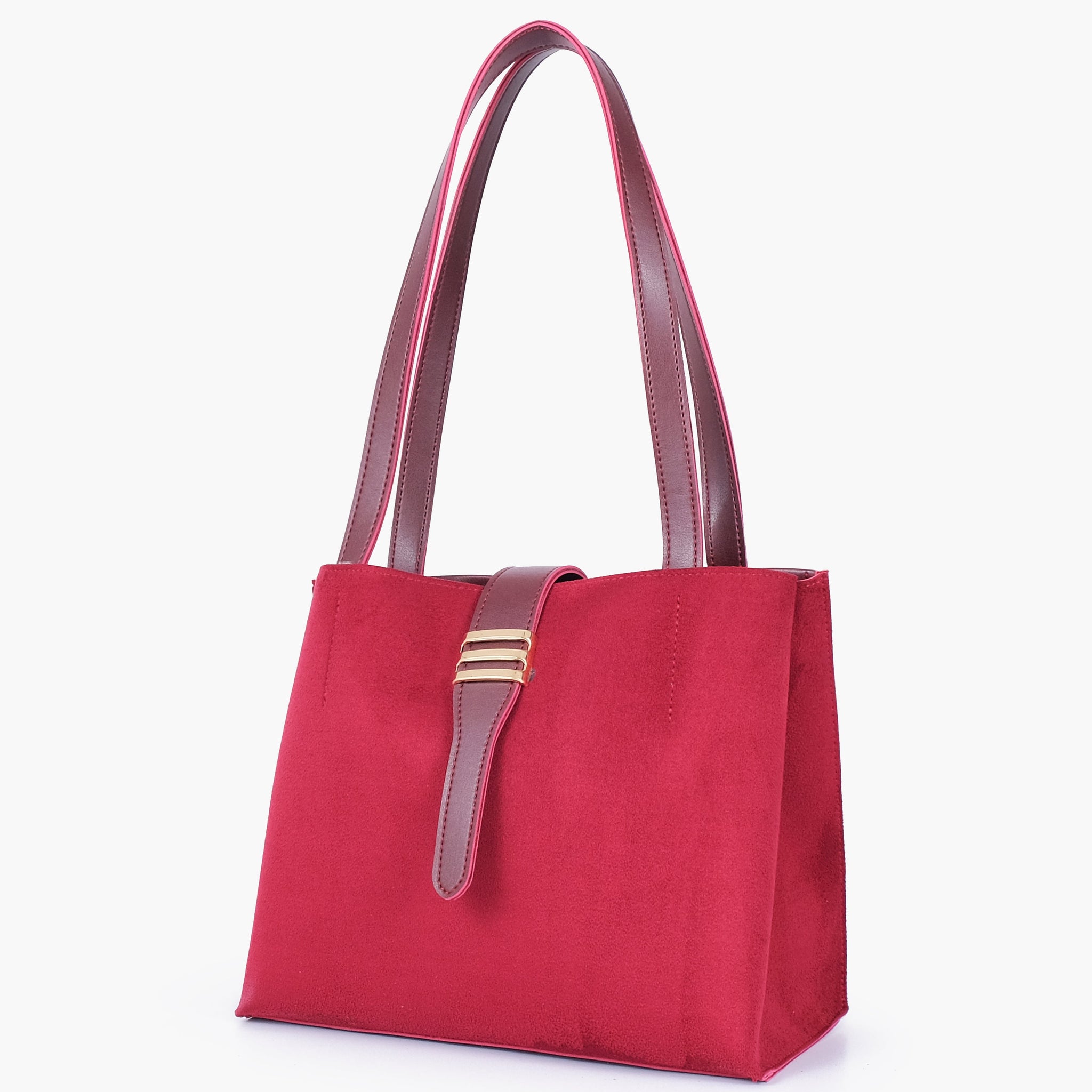 Buy Burgundy suede mini tote bag in Pakistan