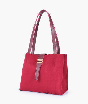 Buy Burgundy suede mini tote bag in Pakistan