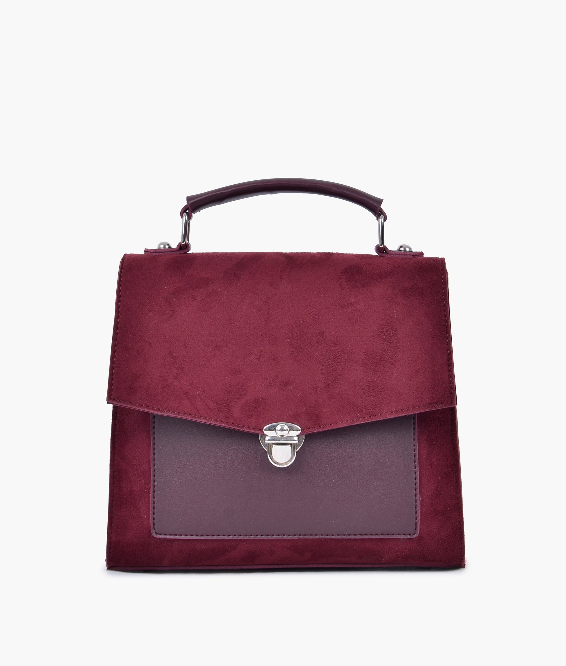 Buy Burgundy suede push-lock messenger bag in Pakistan