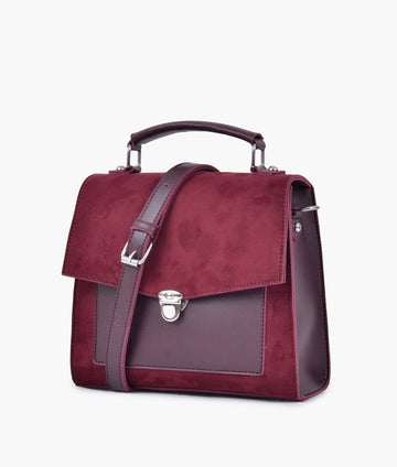 Buy Burgundy suede push-lock messenger bag in Pakistan