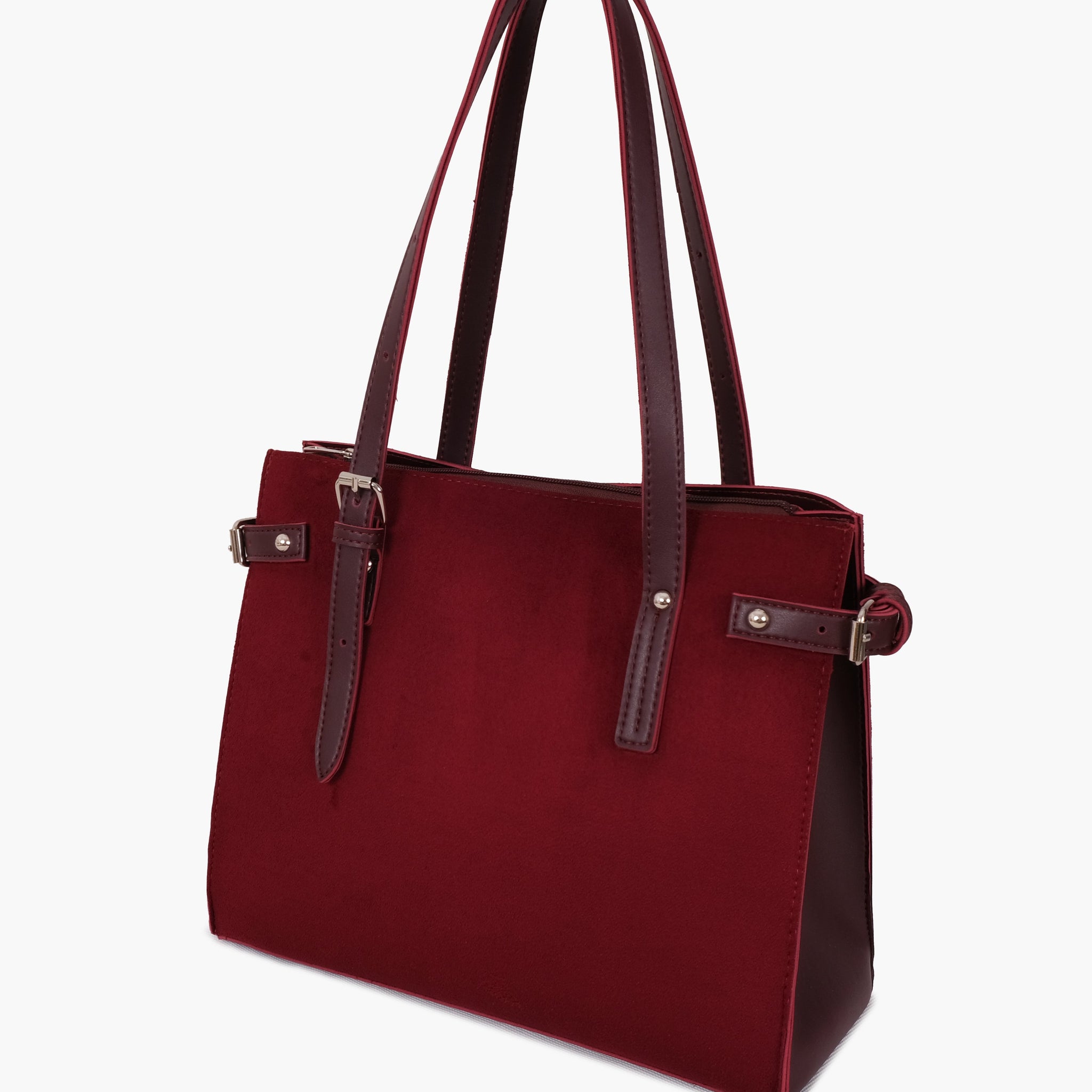 Buy Burgundy suede satchel tote bag in Pakistan