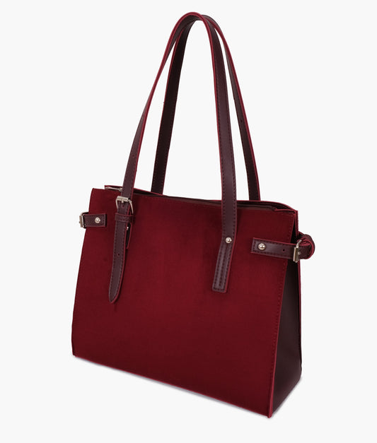 Buy Burgundy suede satchel tote bag in Pakistan