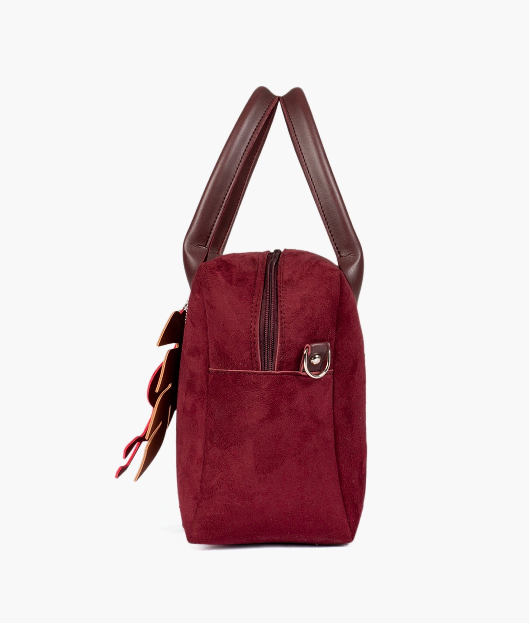 Buy Burgundy suede mini bowling bag in Pakistan