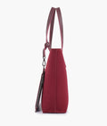 Buy Burgundy suede tote bag with detachable pouch in Pakistan