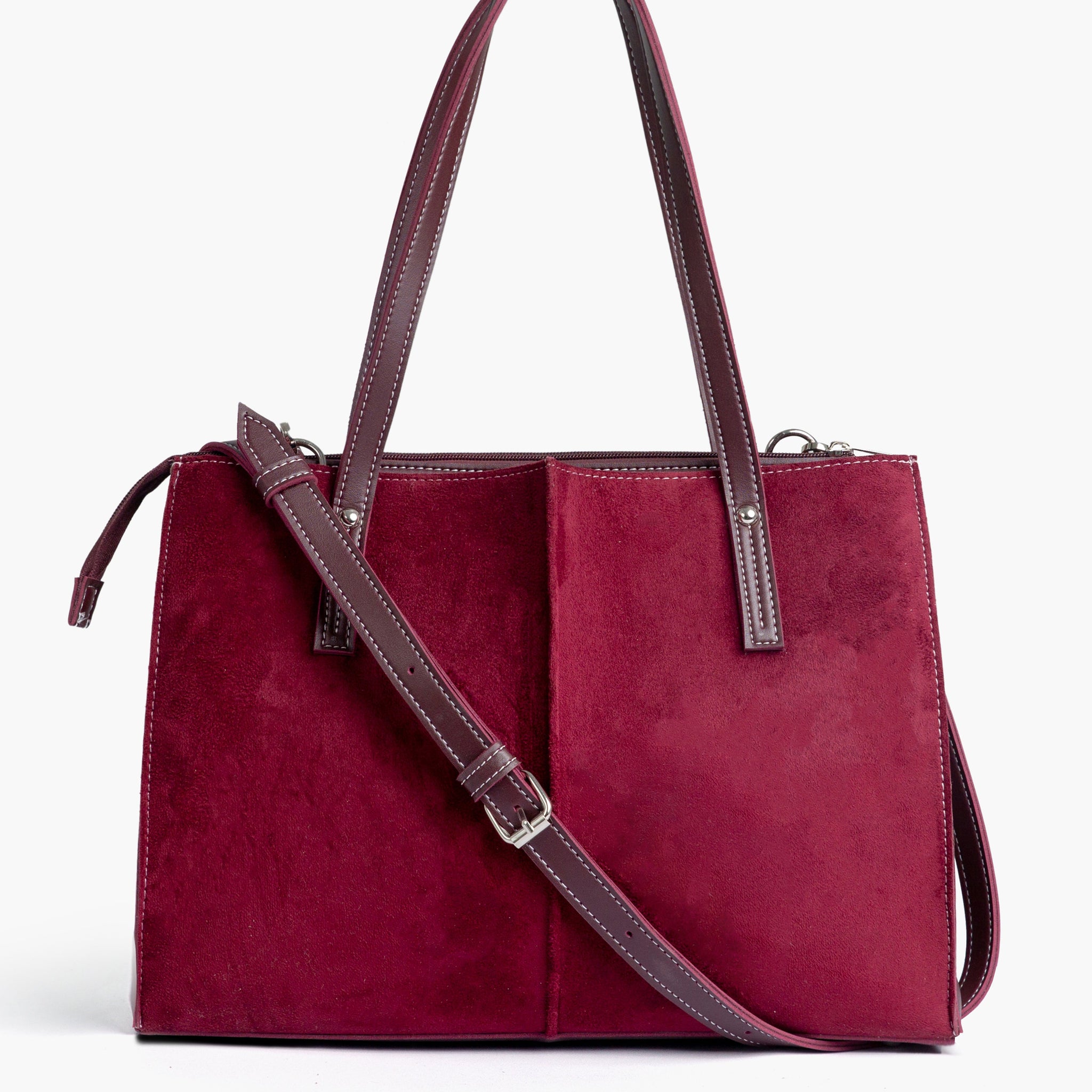 Buy Burgundy suede work tote bag in Pakistan