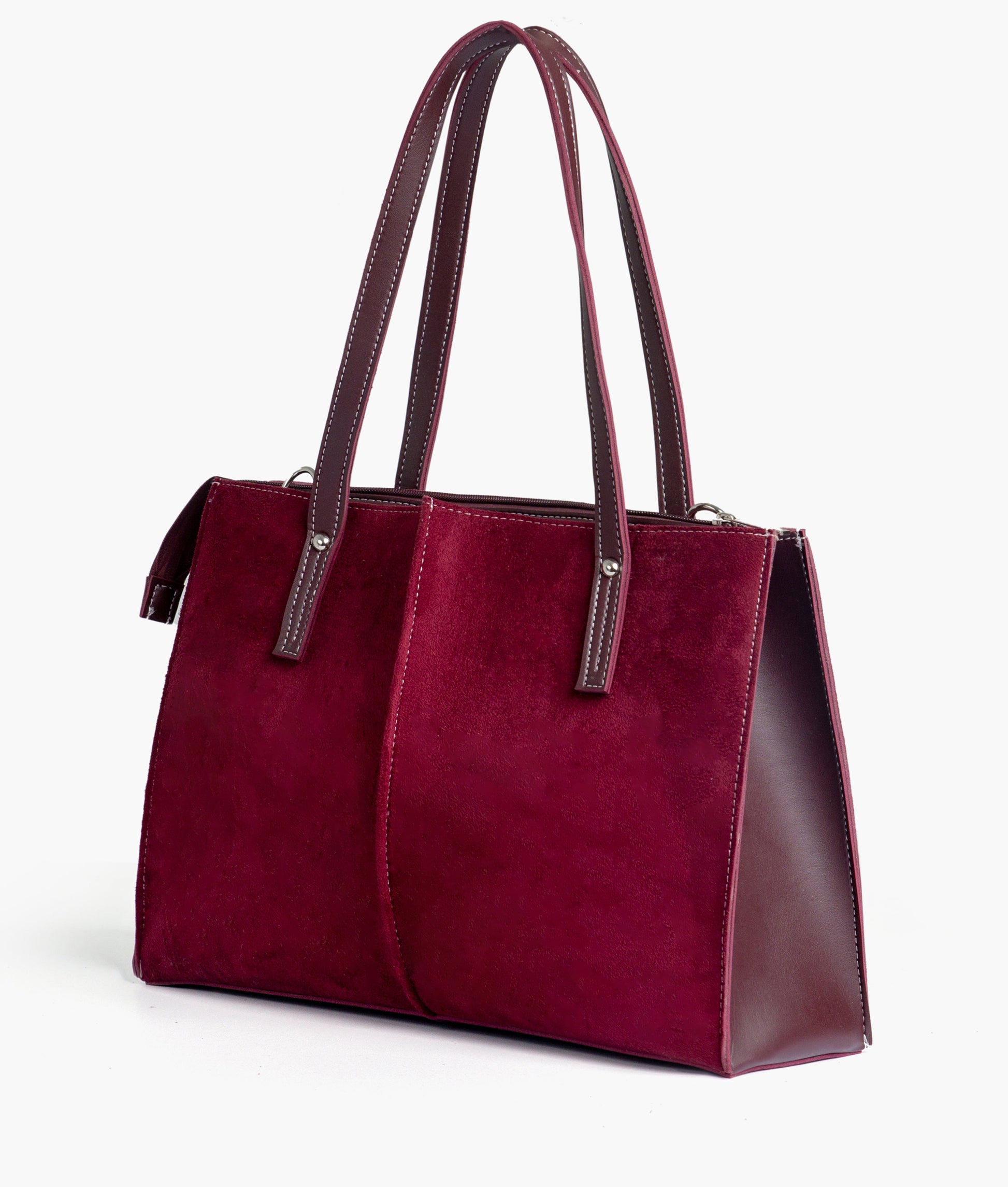 Buy Burgundy suede work tote bag in Pakistan