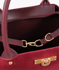 Buy Burgundy suede zipper tote bag in Pakistan