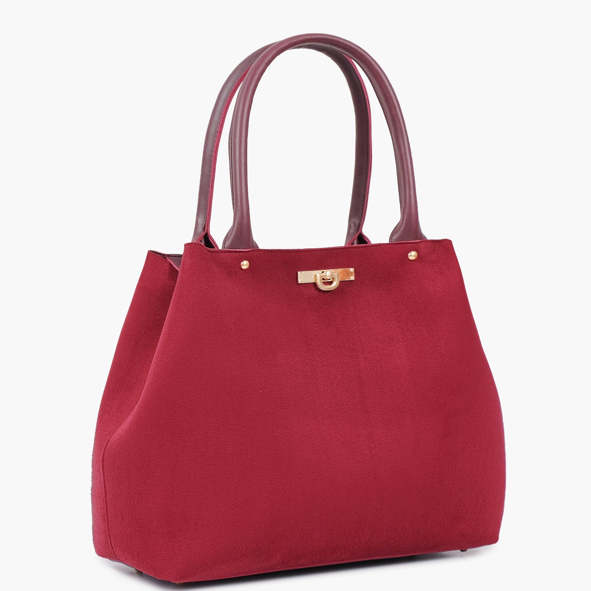 Buy Burgundy suede zipper tote bag in Pakistan