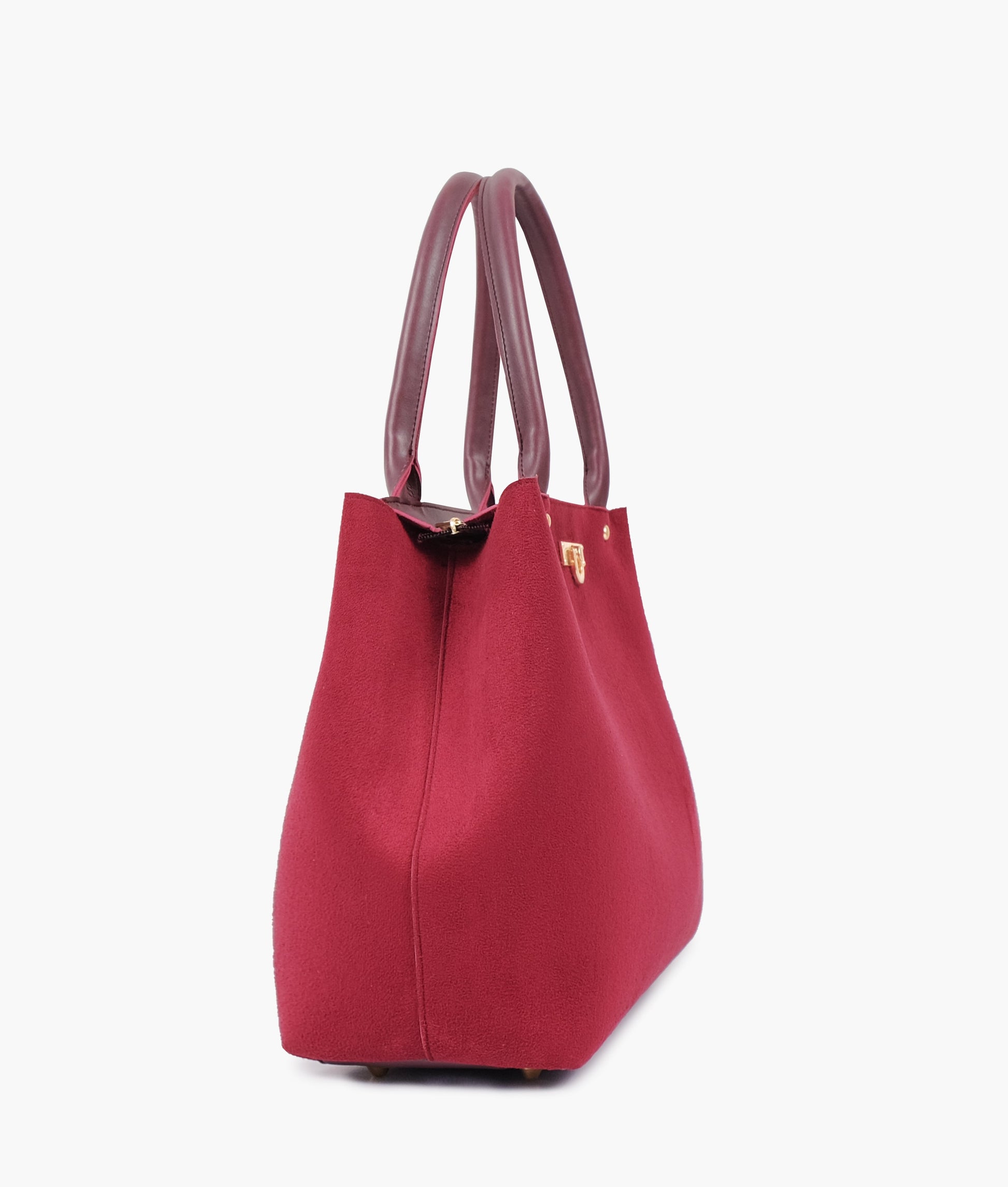 Buy Burgundy suede zipper tote bag in Pakistan