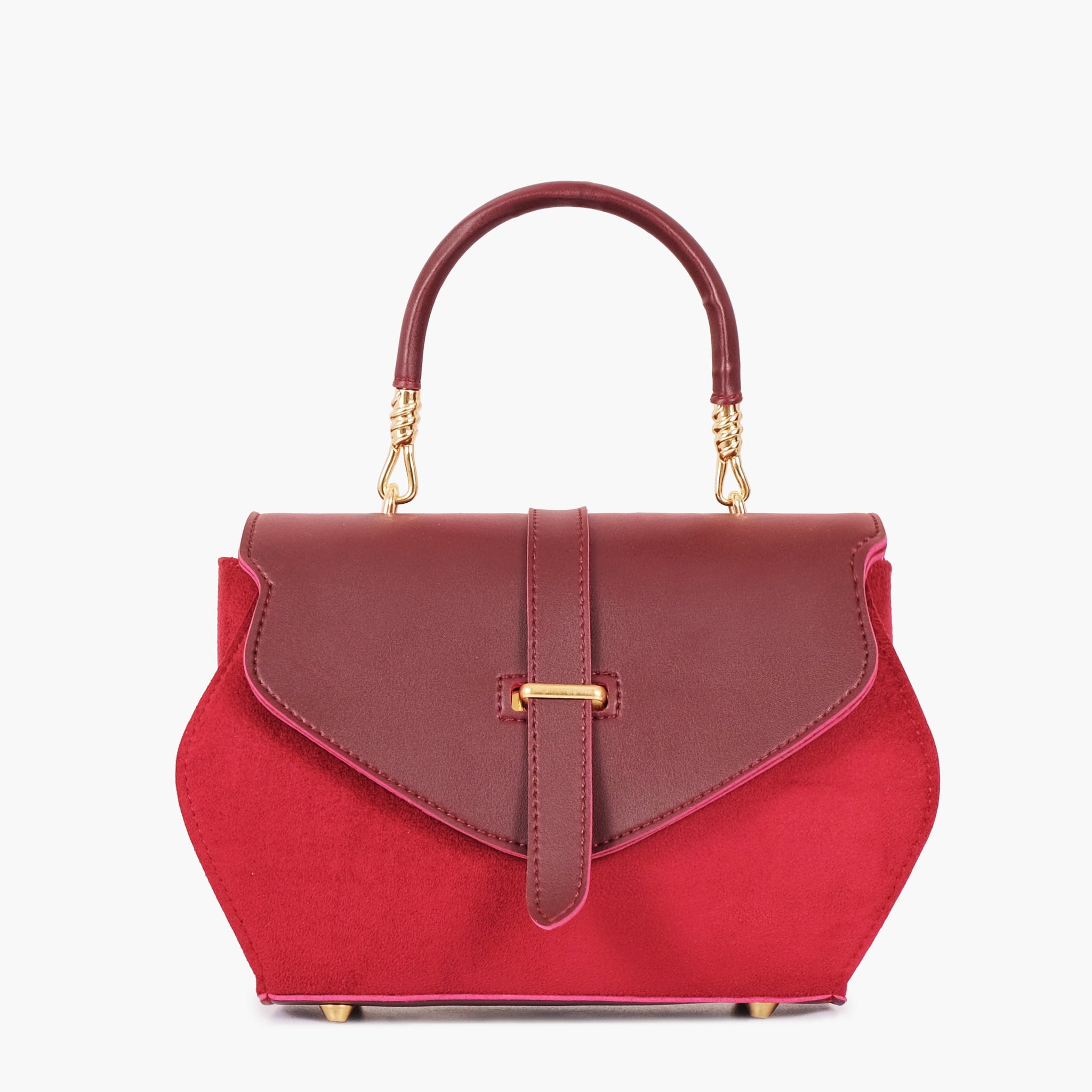 Buy Burgundy top-handle hexagon bag in Pakistan