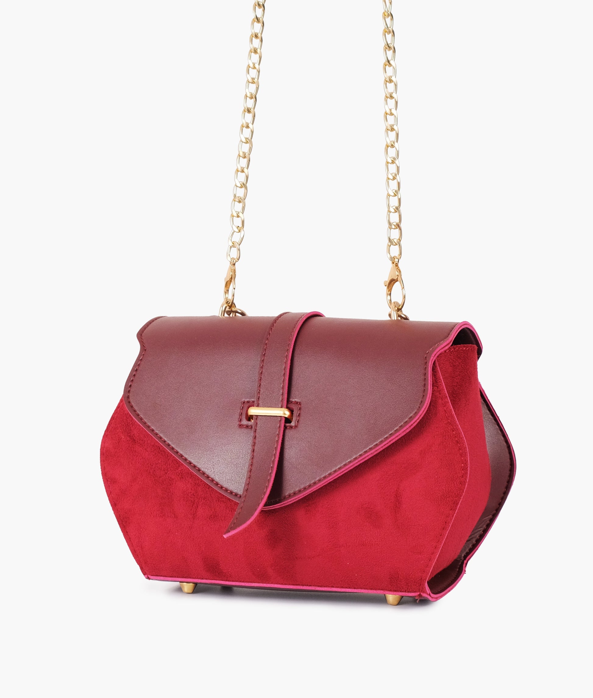 Buy Burgundy top-handle hexagon bag in Pakistan