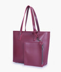 Buy Burgundy tote bag with detachable pouch in Pakistan