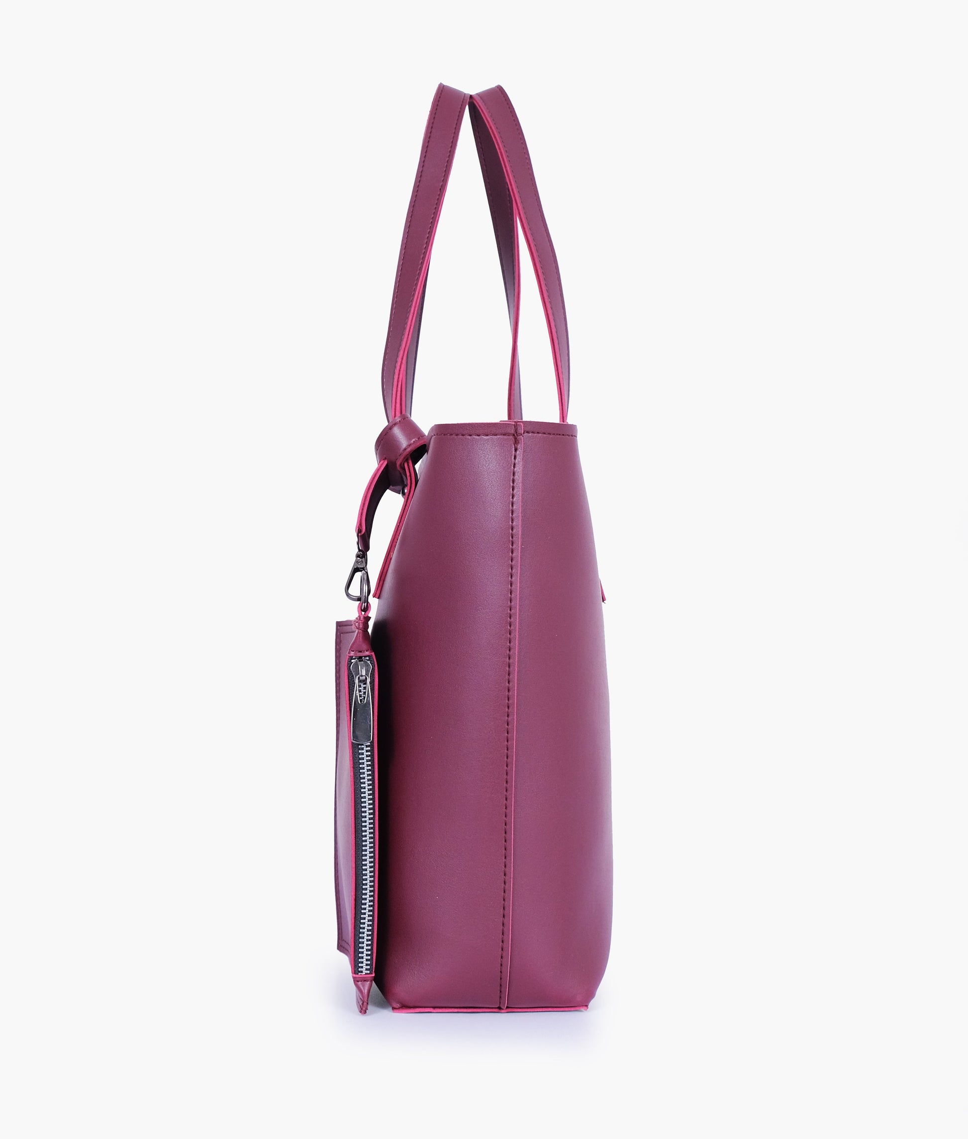 Buy Burgundy tote bag with detachable pouch in Pakistan