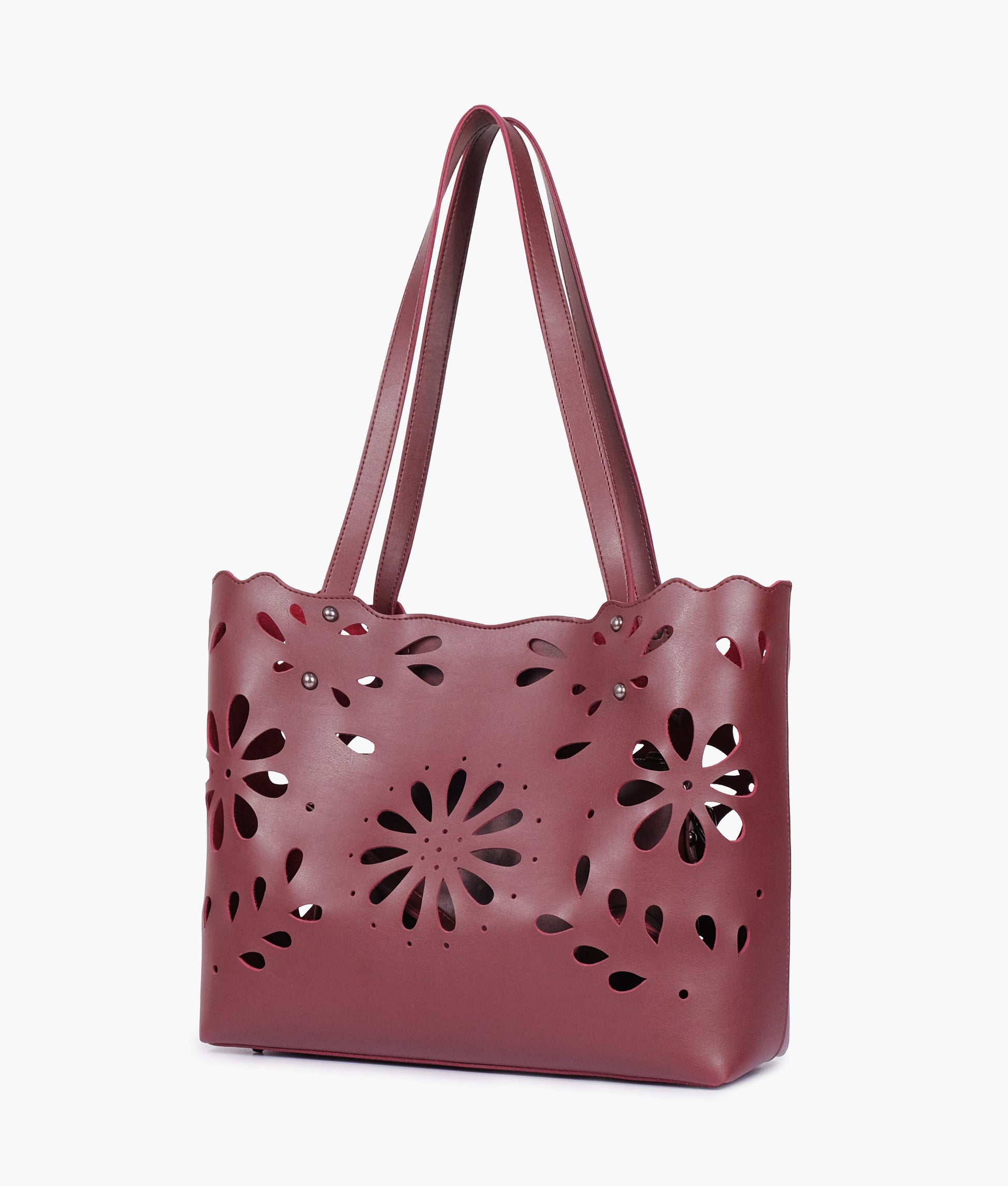 Buy Burgundy two-piece floral tote in Pakistan