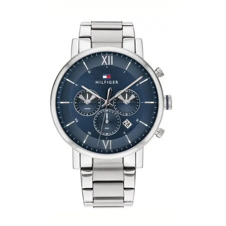 Buy Tommy Hilfiger Evan Blue Dial Silver Steel Strap Watch for Men - 1710409 in Pakistan