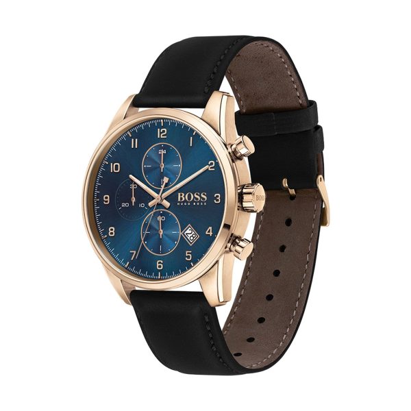 Buy Hugo Boss Mens Quartz Black Leather Strap Blue Dial 44mm Watch - 1513783 in Pakistan