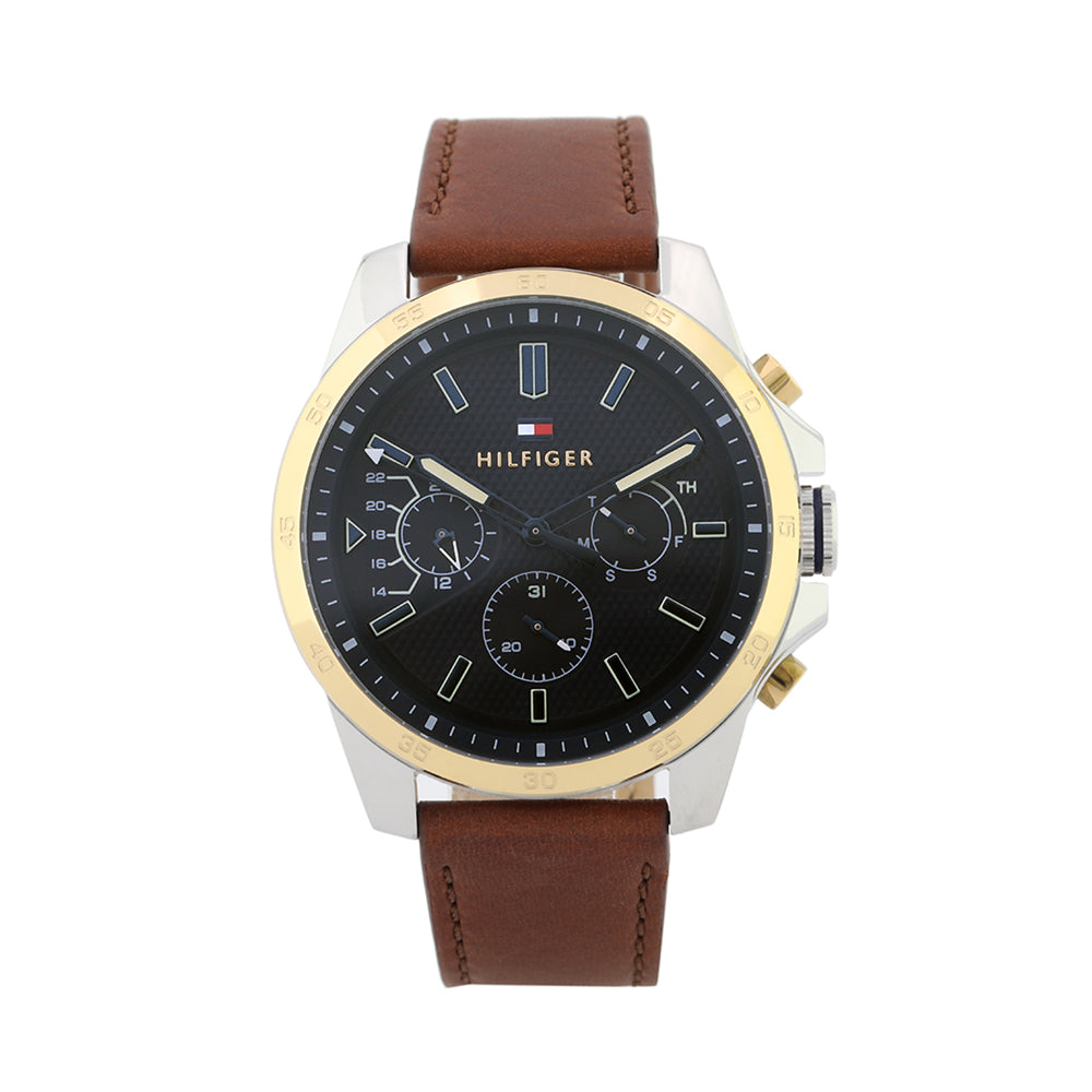 Buy Tommy Hilfiger Mens Quartz Leather Strap Blue Dial 48mm Watch - 1791561 in Pakistan