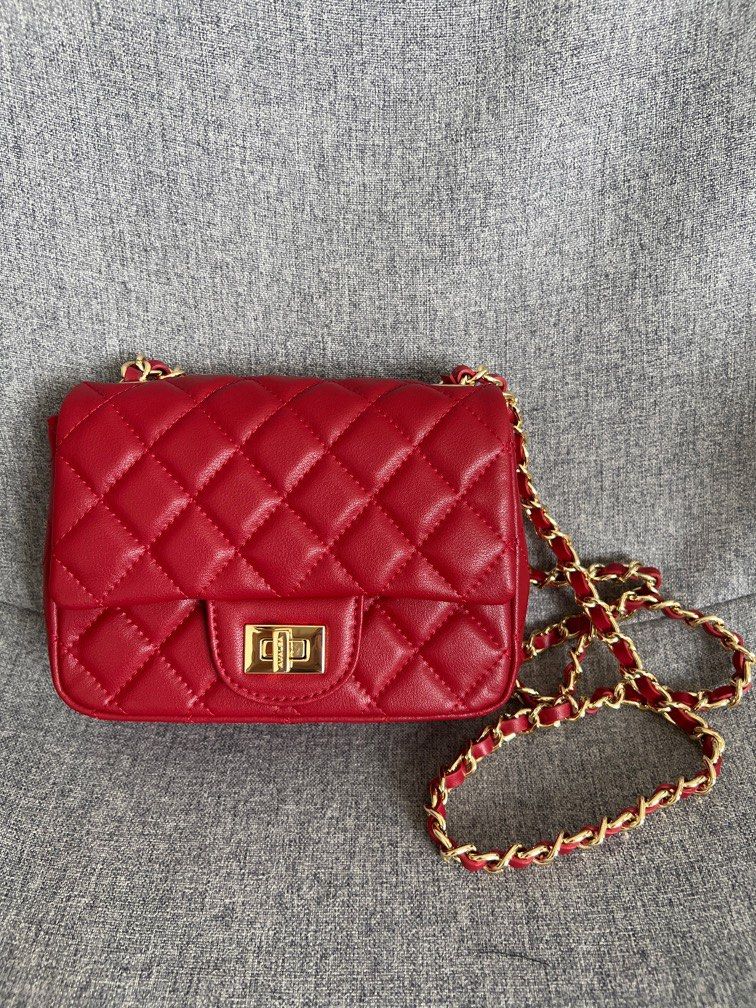 Buy Quilted DockLock Crossbody Bag ~ Red in Pakistan