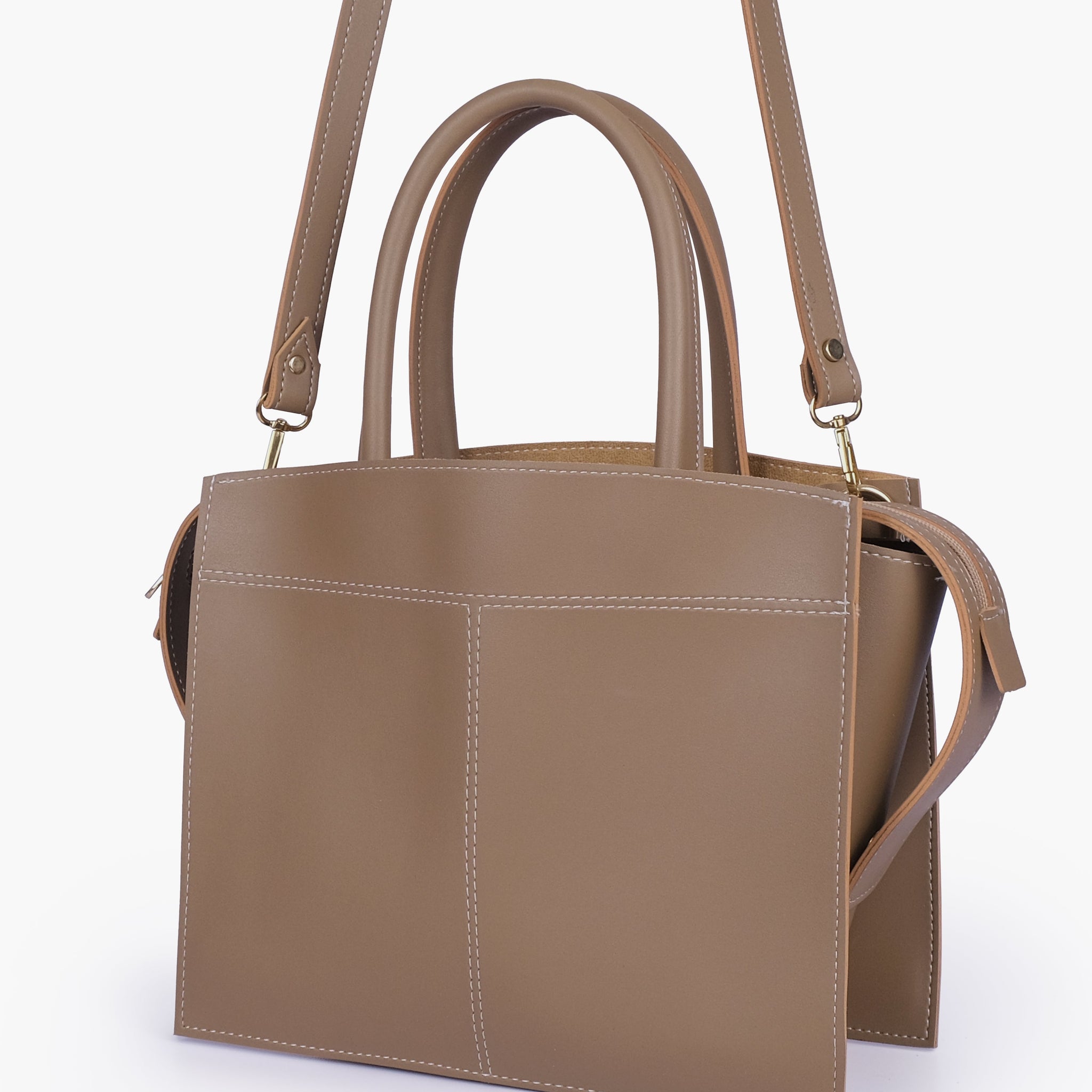 Buy Coffee trapeze top-handle bag in Pakistan