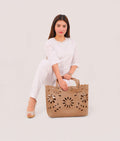 Buy Coffee two-piece floral tote in Pakistan