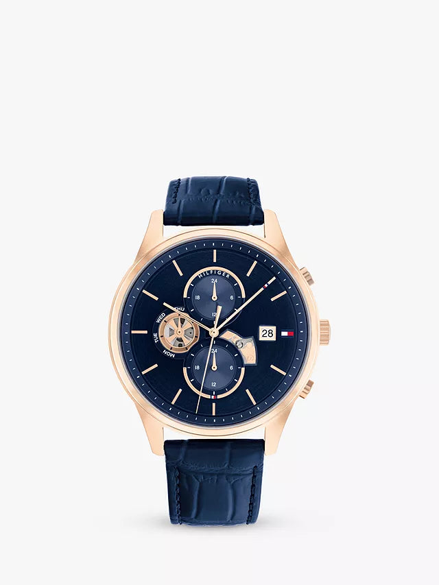 Buy Tommy Hilfiger Mens Quartz Blue Leather Strap Blue Dial 44mm Watch - 1710503 in Pakistan