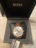 Buy Hugo Boss Mens Quartz Brown Leather Strap Silver Dial 44mm Watch - 1513786 in Pakistan