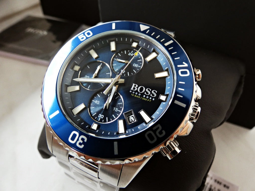 Buy Hugo Boss Mens Quartz Silver Stainless Steel Blue Dial 46mm Watch - 1513907 in Pakistan