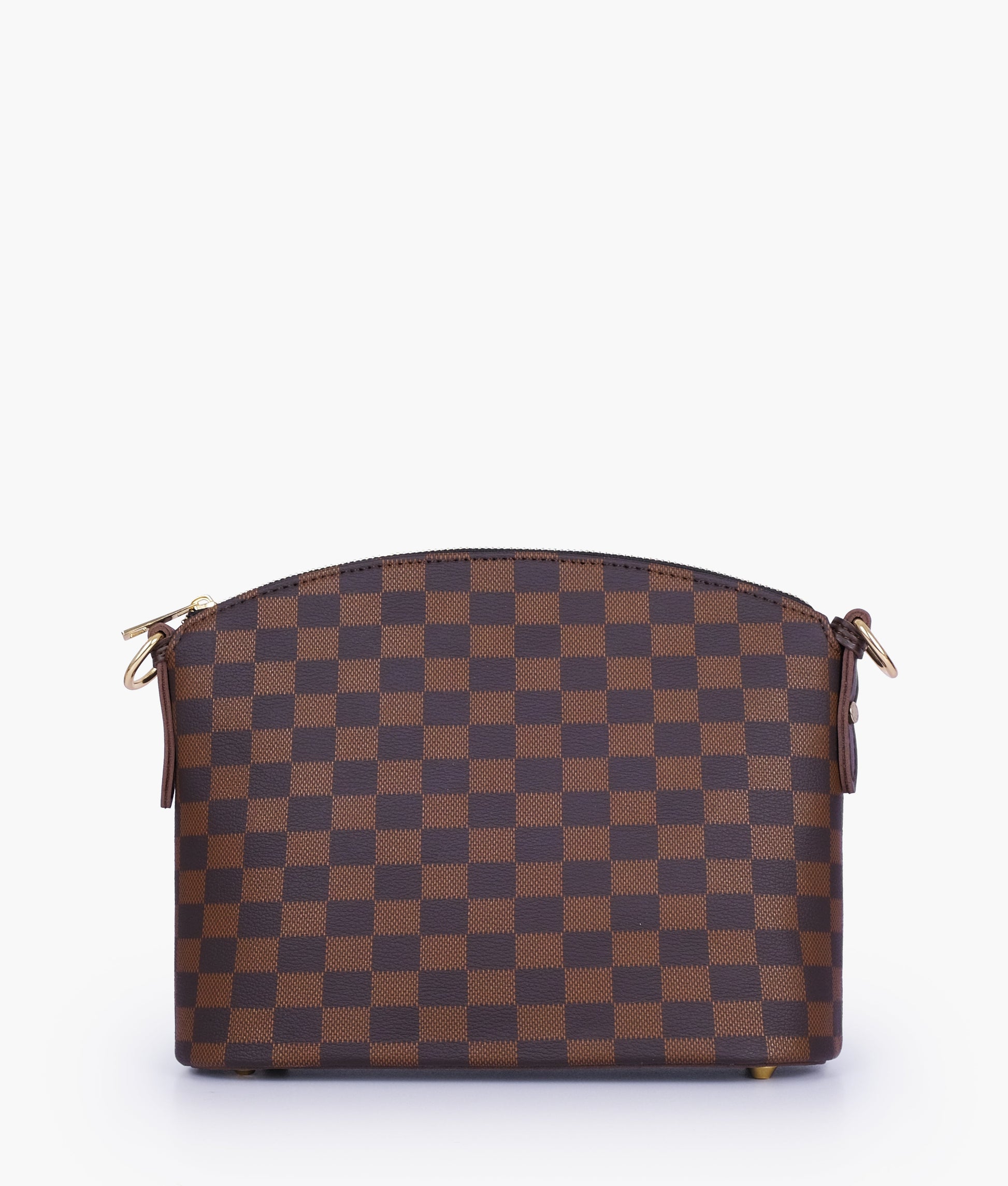 Buy Dark brown checkered dome cross-body bag in Pakistan