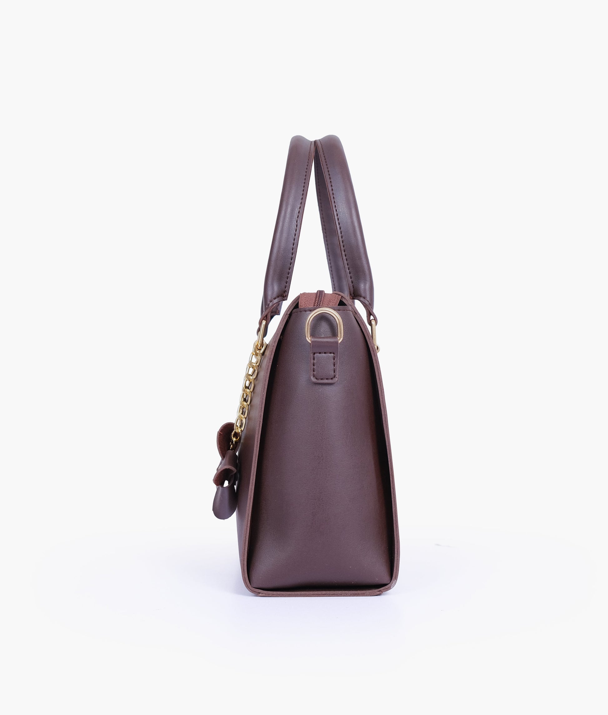 Buy Dark brown handbag with flower charm in Pakistan