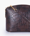 Buy Dark brown crocodile with chain strap cross-body bag in Pakistan