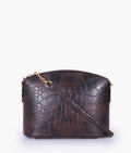 Buy Dark brown crocodile with chain strap cross-body bag in Pakistan