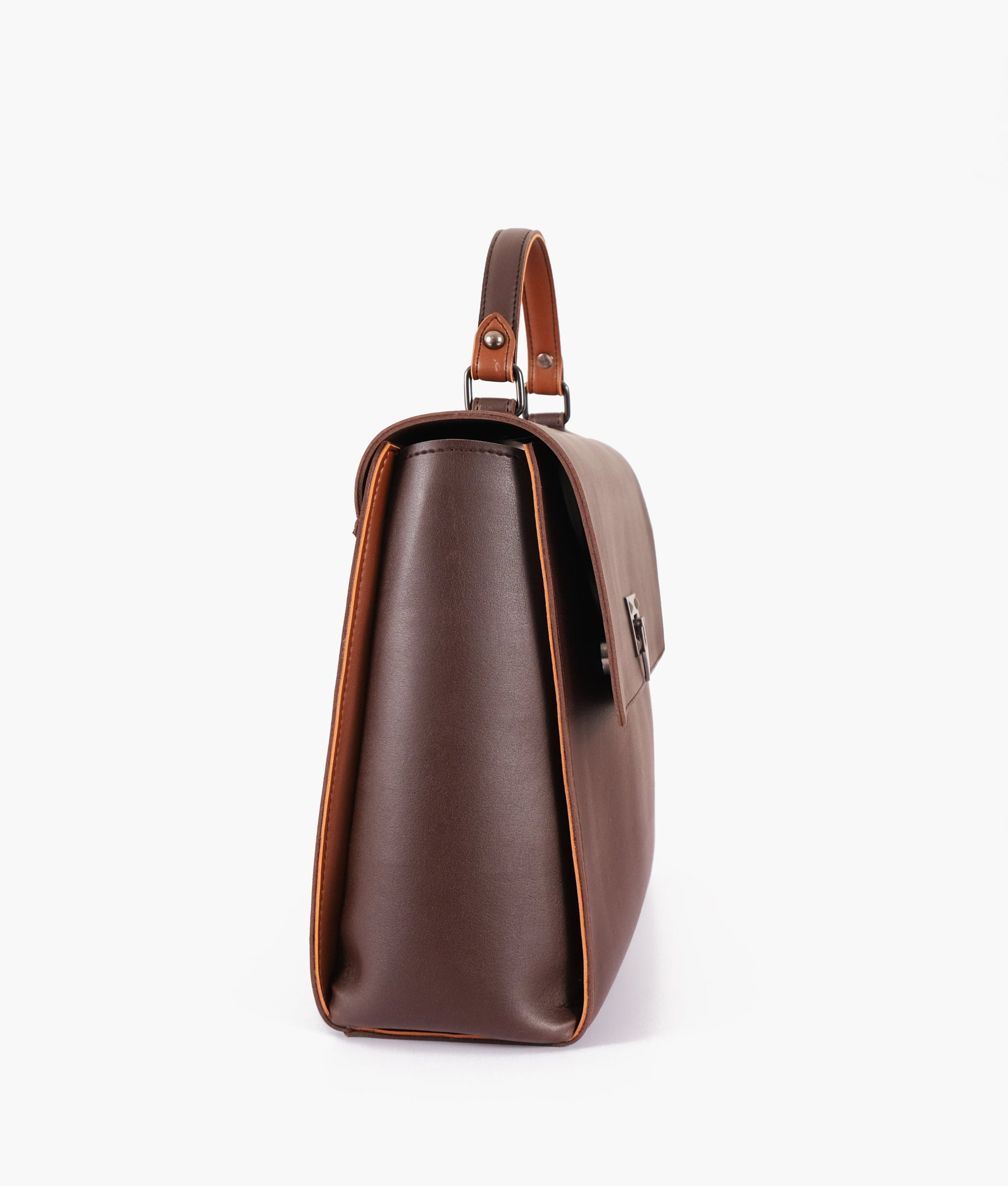 Buy Dark brown flap-over top-handle bag in Pakistan