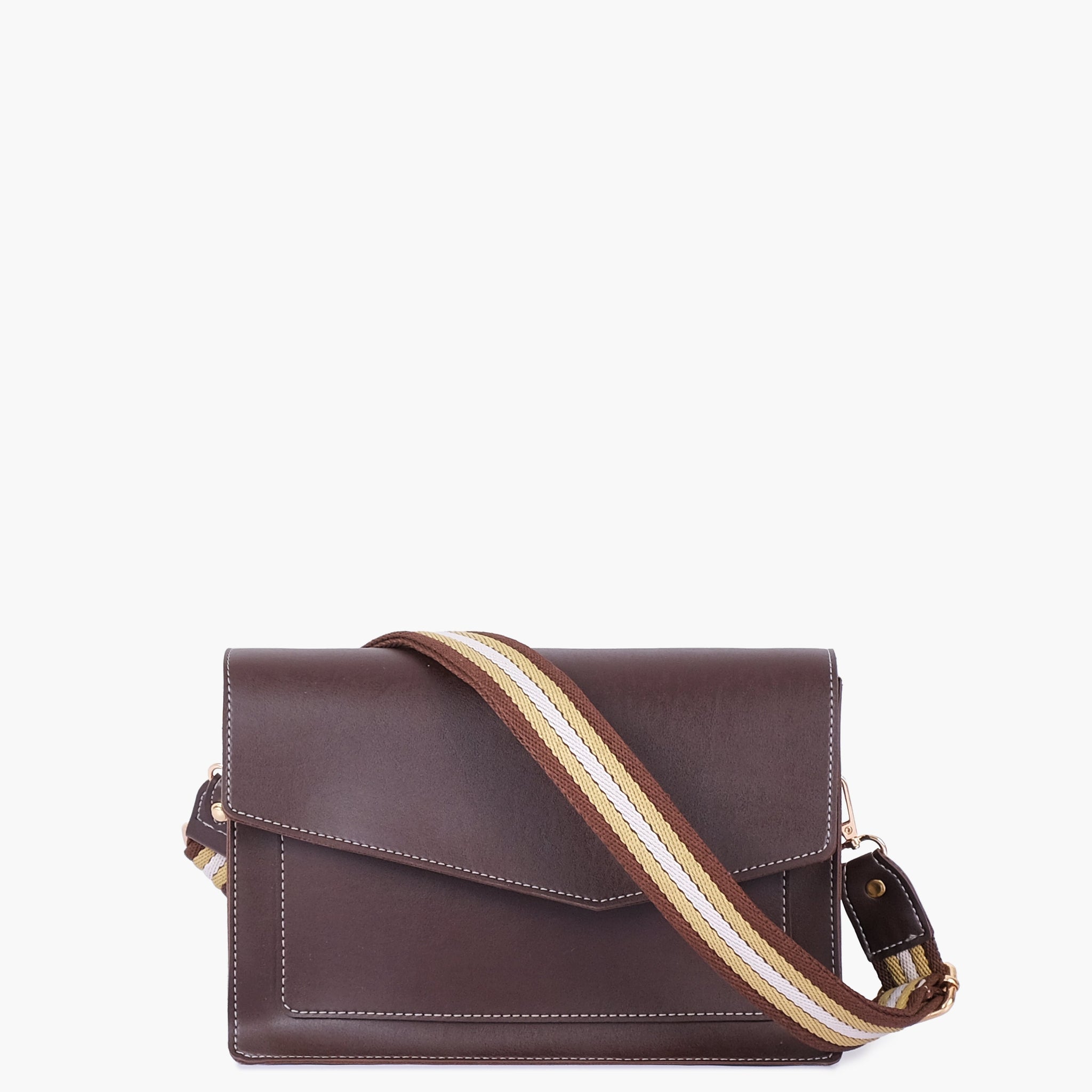 Buy Dark brown half flap cross-body bag in Pakistan