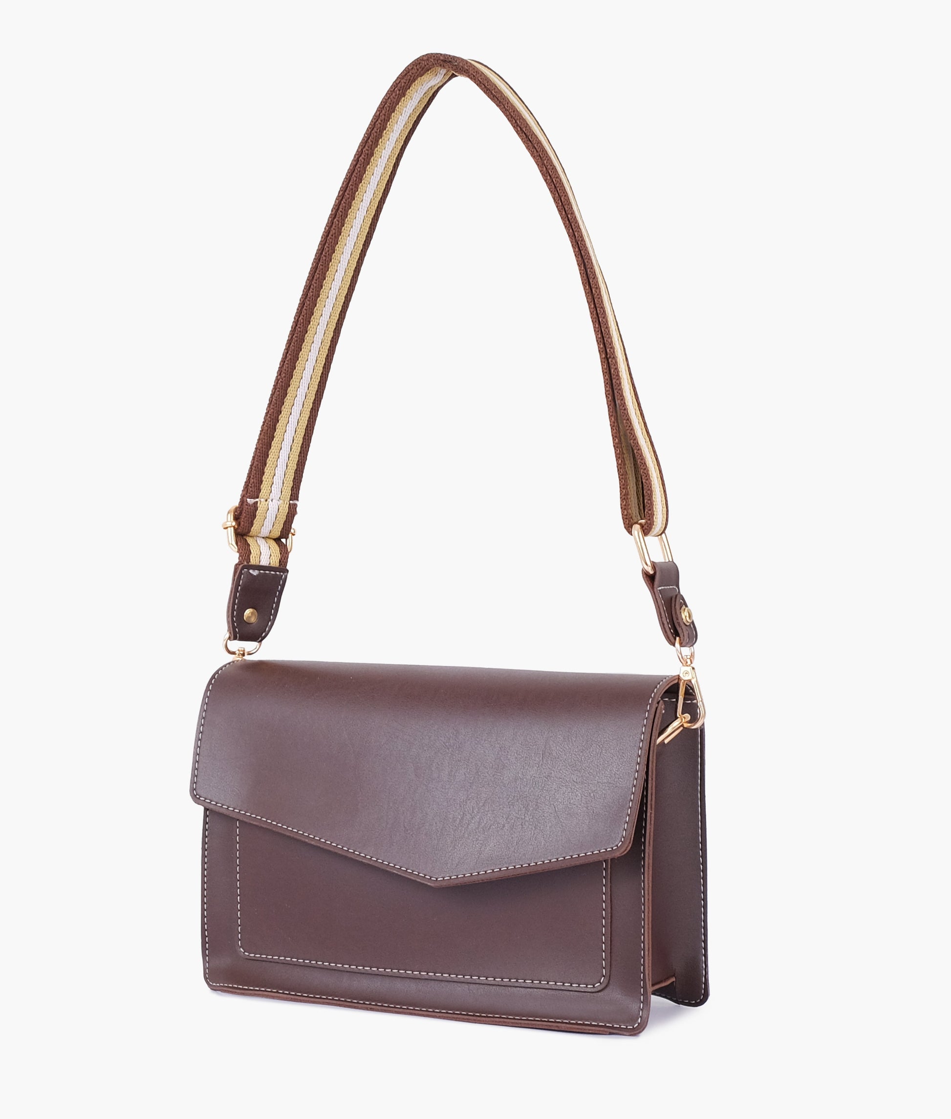 Buy Dark brown half flap cross-body bag in Pakistan