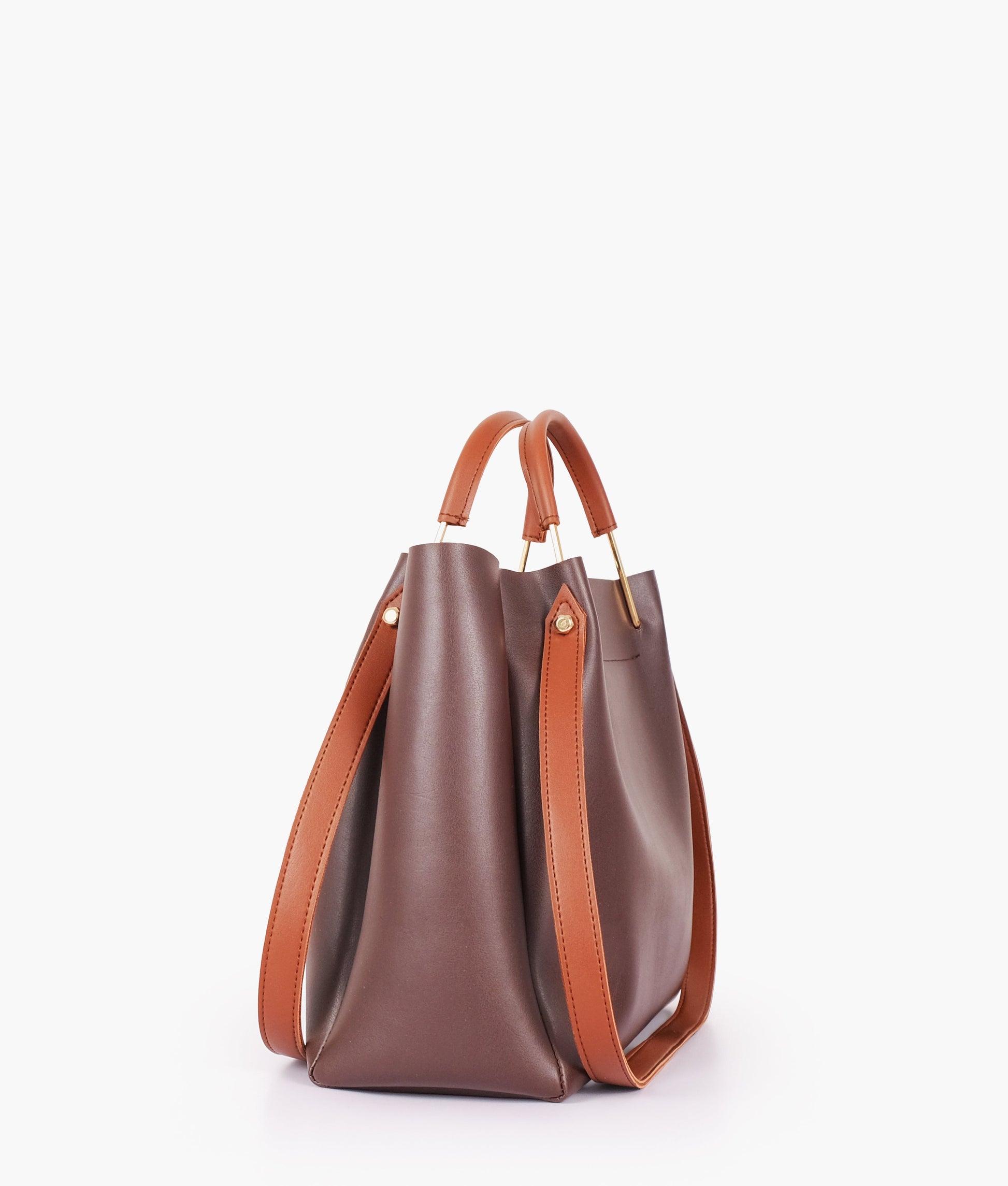 Buy Dark brown metal handle tote bag in Pakistan