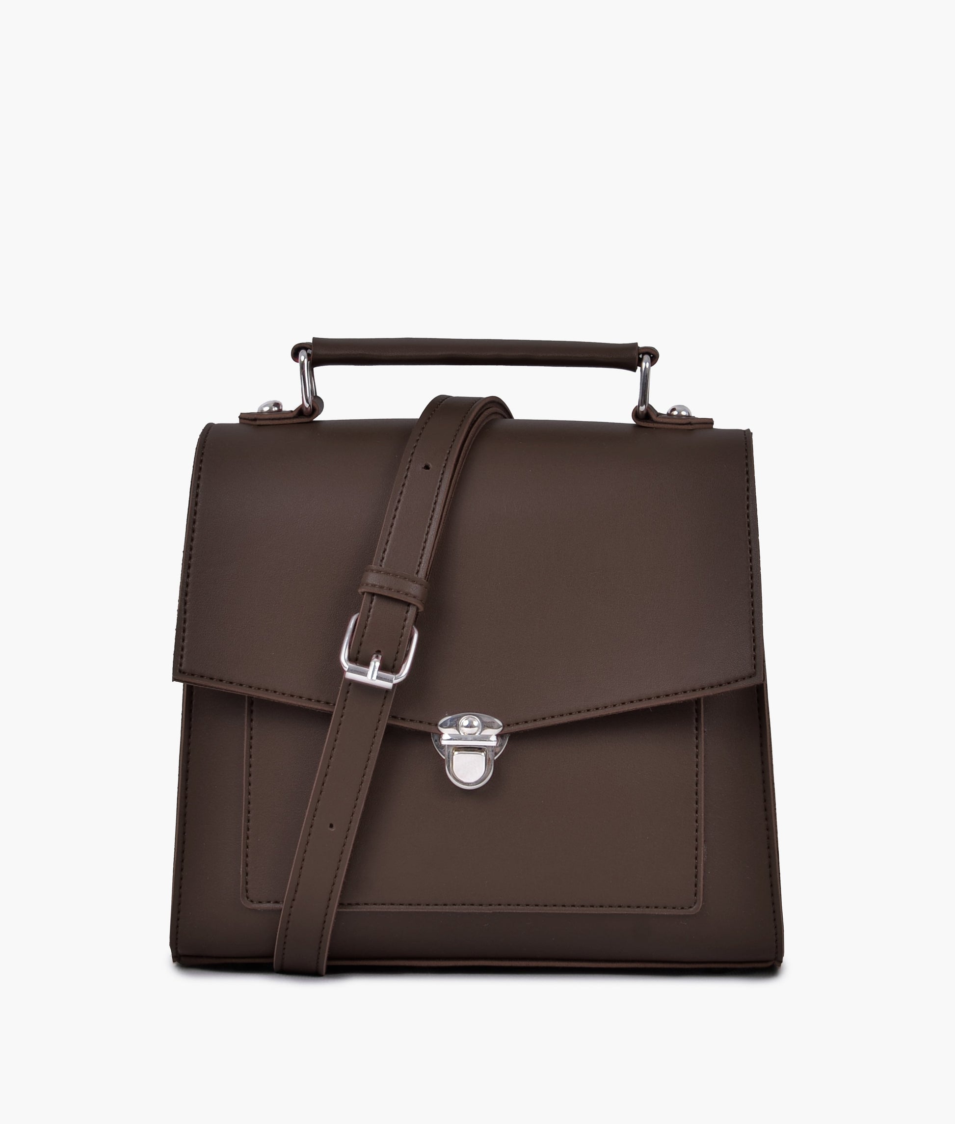 Buy Dark brown push-lock messenger bag in Pakistan