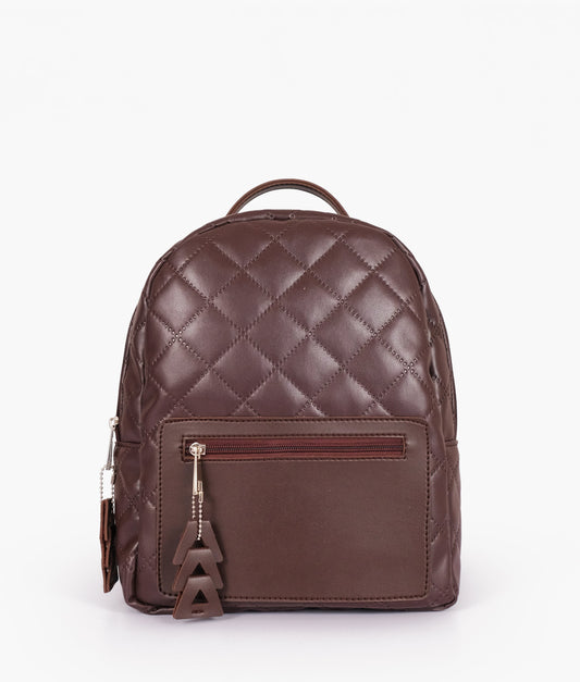 Buy Dark brown quilted mini backpack in Pakistan