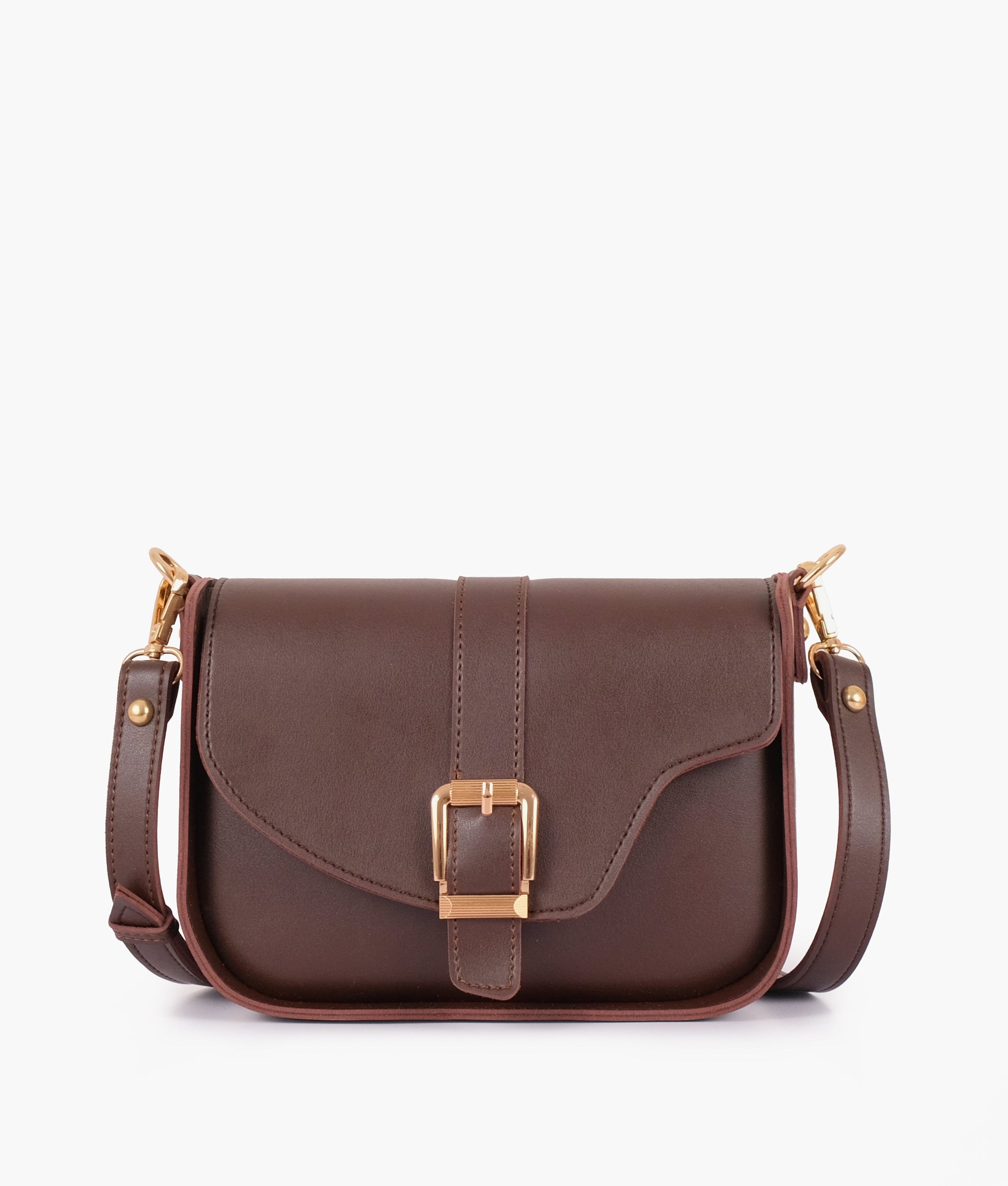 Buy Dark brown saddle buckle bag in Pakistan