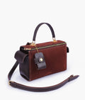 Buy Dark brown suede bowling bag with top-handle in Pakistan