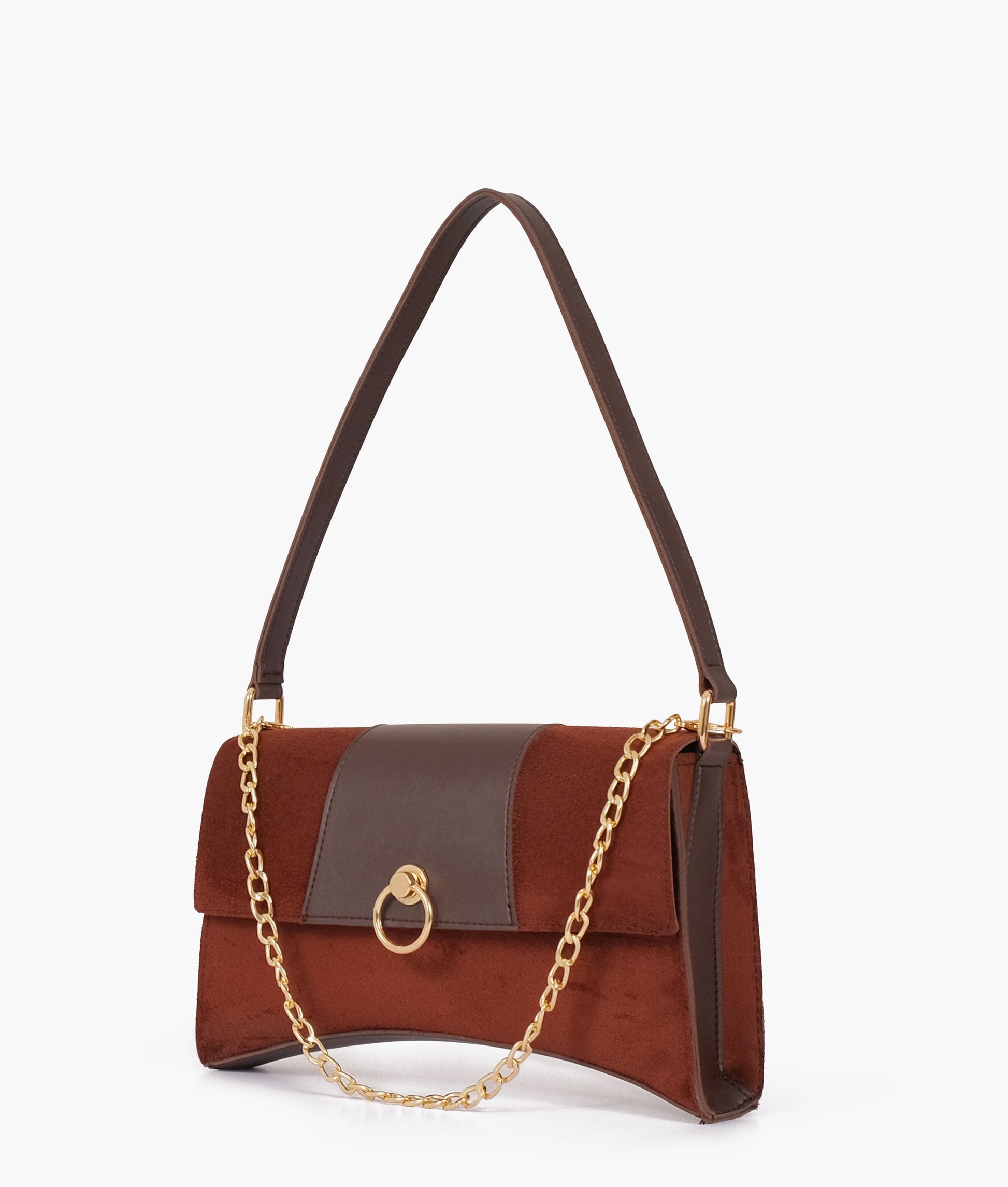 Buy Dark brown suede buckle envelope bag in Pakistan