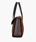 Buy Dark brown suede carry-all satchel bag in Pakistan