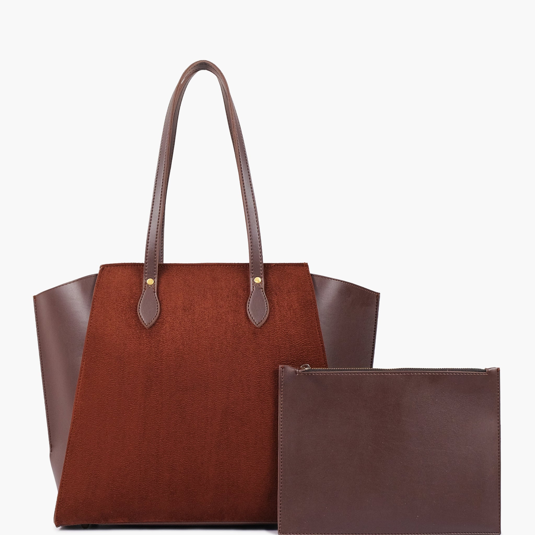 Buy Dark brown suede classic tote bag in Pakistan