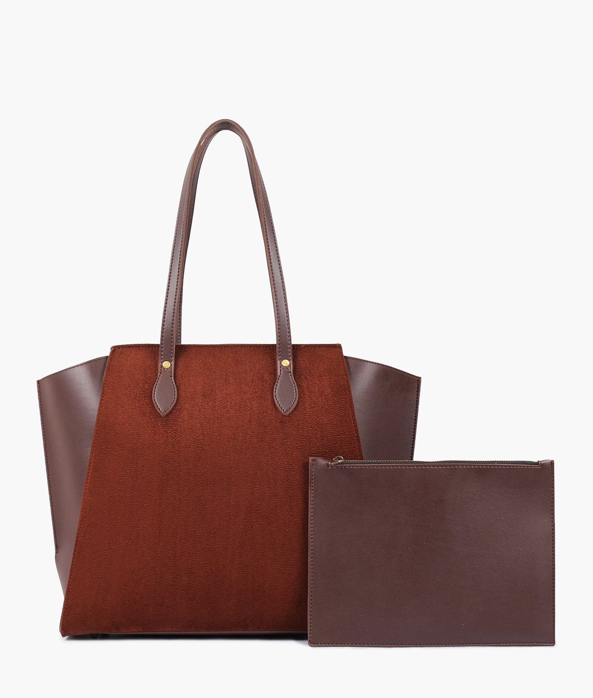 Buy Dark brown suede classic tote bag in Pakistan