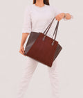 Buy Dark brown suede classic tote bag in Pakistan