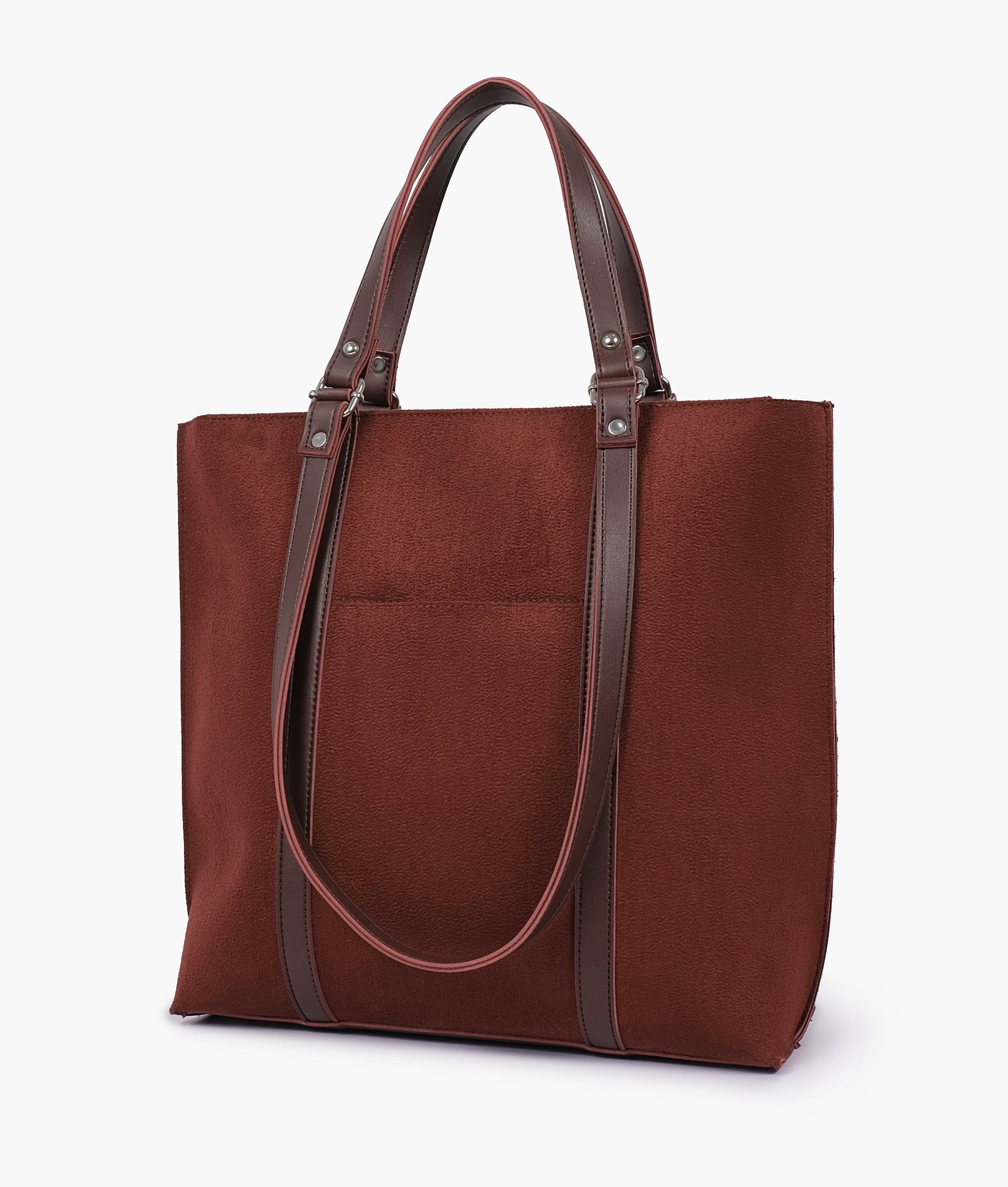 Buy Dark brown suede double-handle tote bag in Pakistan