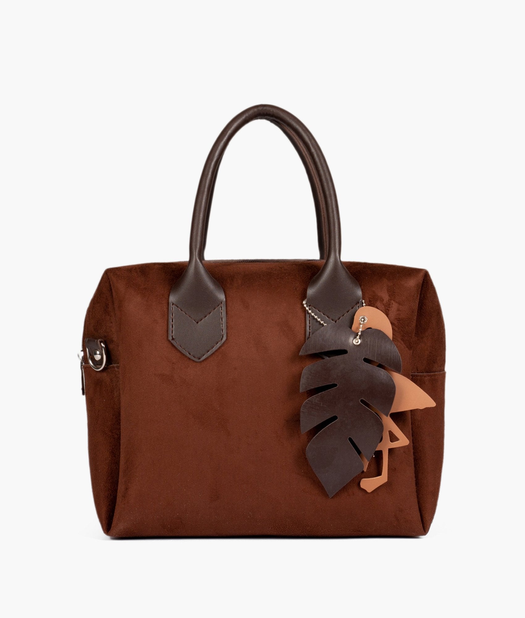 Buy Dark brown suede mini bowling bag in Pakistan