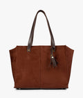 Buy Dark brown suede over the shoulder tote bag in Pakistan