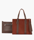 Buy Dark brown suede laptop bag with sleeve in Pakistan