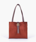 Buy Dark brown suede mini tote bag in Pakistan